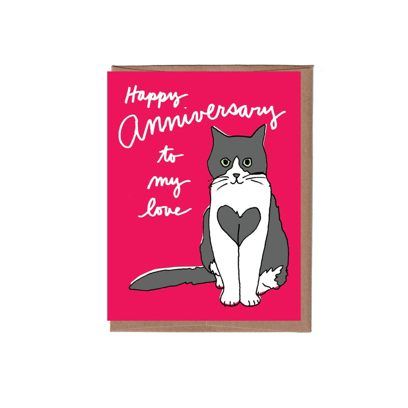 La Familia Green happy anniversary cat card