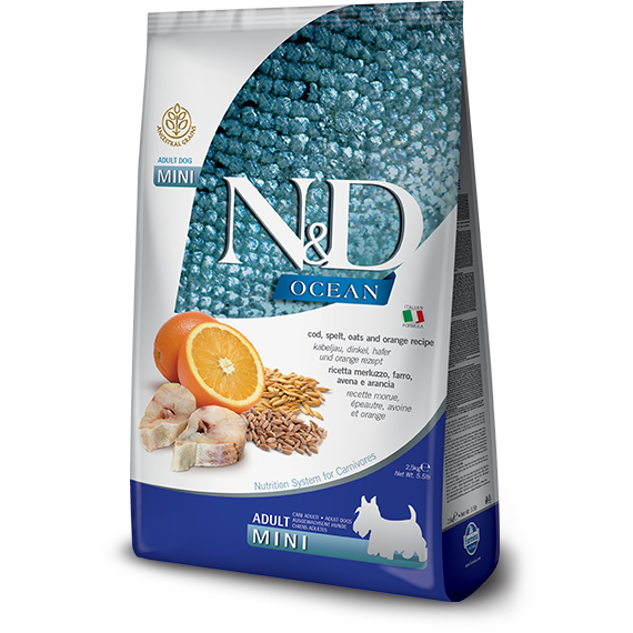 Farmina N&D Ocean Adult Med/Maxi Cod, Spelt, Oats, and Orange