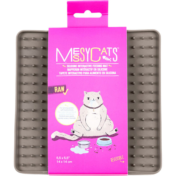 Messy Mutts Interactive Feeder Mat for Cats - Grey