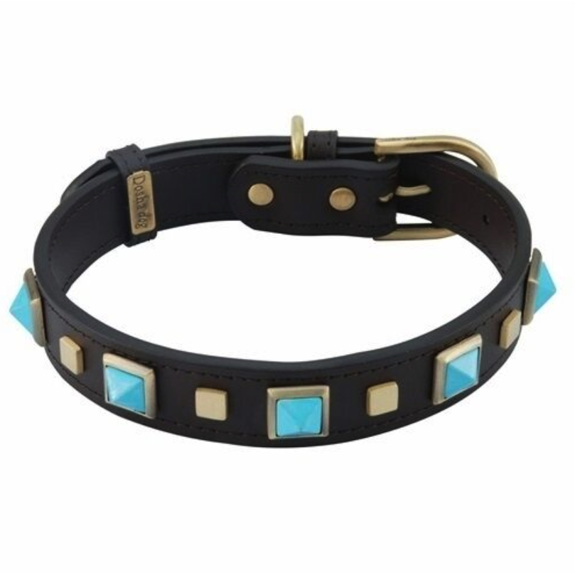 Dosha Dog Rock and Roll Collar Brown Turquoise Decker s Dog Cat