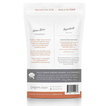 Green Juju: Whole Food Bites - Bison Liver Trainers 3oz