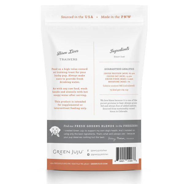 Green Juju: Whole Food Bites - Bison Liver Trainers 3oz