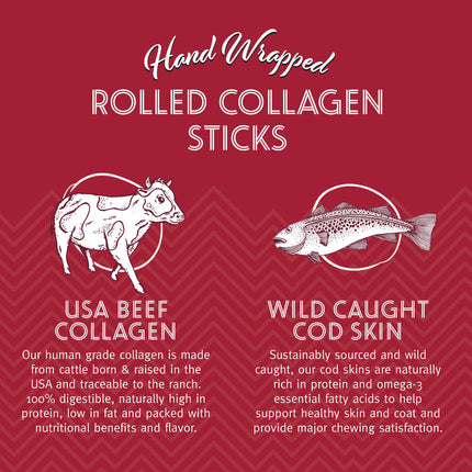 Icelandic Beef Collagen Rolled Stick 8"