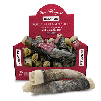 Icelandic Beef Collagen Rolled Stick 8"