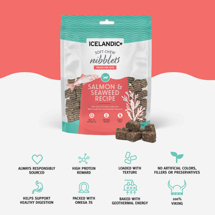 Icelandic Cat Soft Chew Nibblets - Salmon & Seaweed
