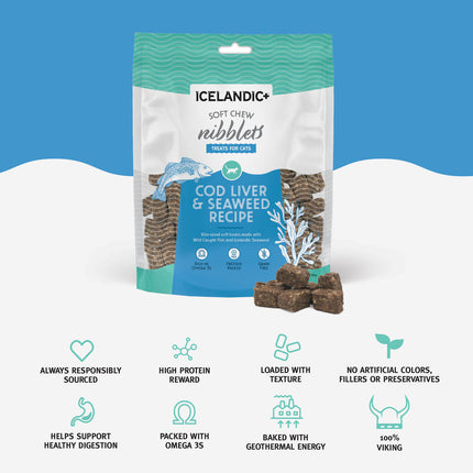 Icelandic Cat Soft Chew Nibblets - Cod Liver & Seaweed