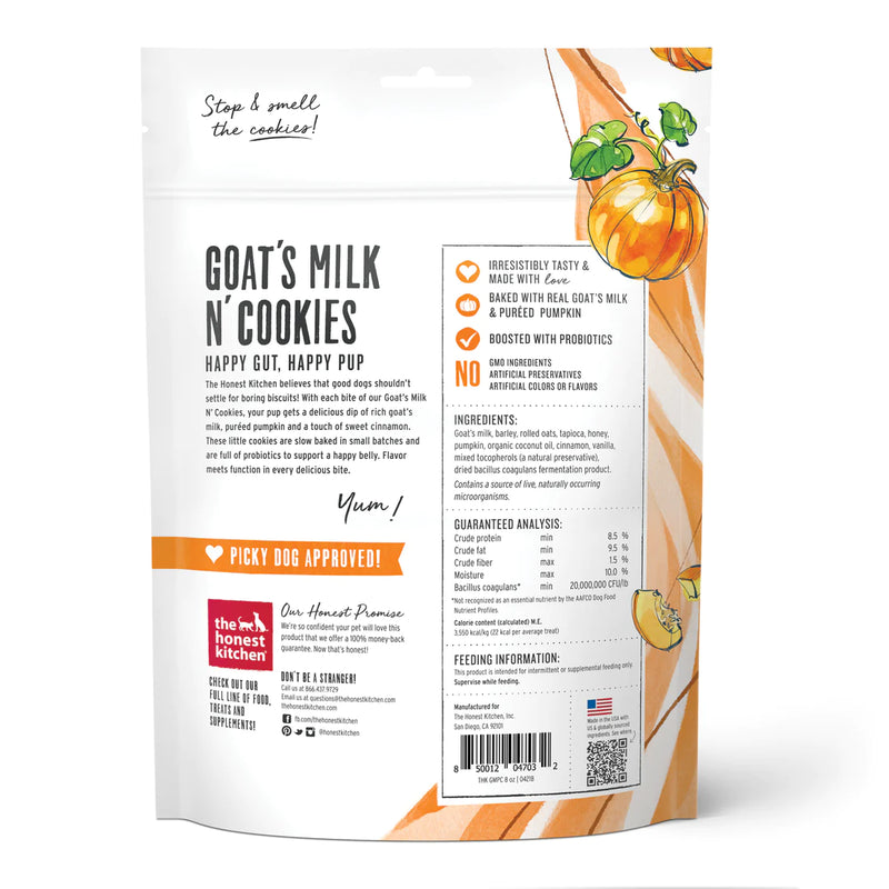 The Honest Kitchen Dog Treat: Goat's Milk 'N Cookies - Pumpkin 8oz