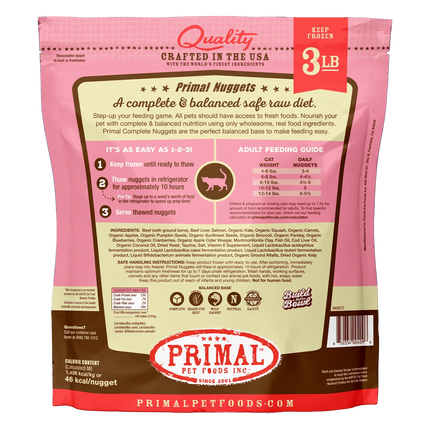 Primal Cat Frozen Nuggets - Beef & Salmon 3lb