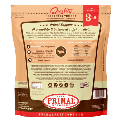 Primal Cat Frozen Nuggets - Pork 3lb