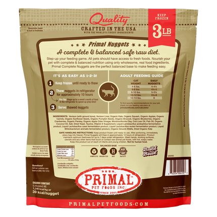 Primal Cat Frozen Nuggets - Venison 3lb
