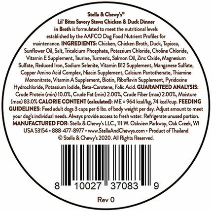 Stella & Chewy's lil bites savory stews chicken & duck 2.7oz
