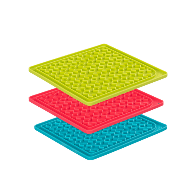 Messy Mutts Silicone Therapeutic Dog Lick Mat 8" x 8" (Assorted Colors)