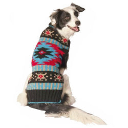 Chilly Dog Black Southwest Shawl Collar Dog Sweater