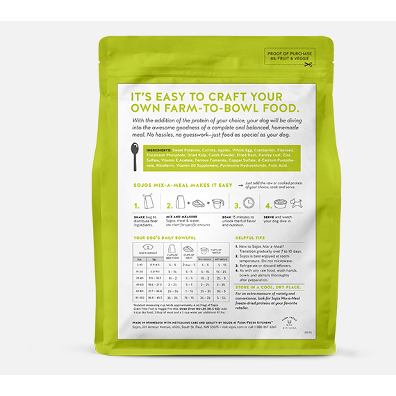 Sojos Mix-a-Meal Grain-free Fruit & Veggie pre-mix