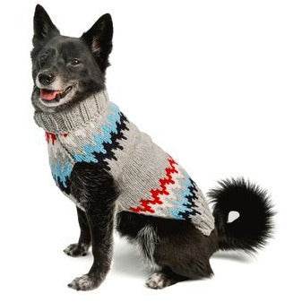 Chilly Dog Grey Chevron Striped Dog Sweater