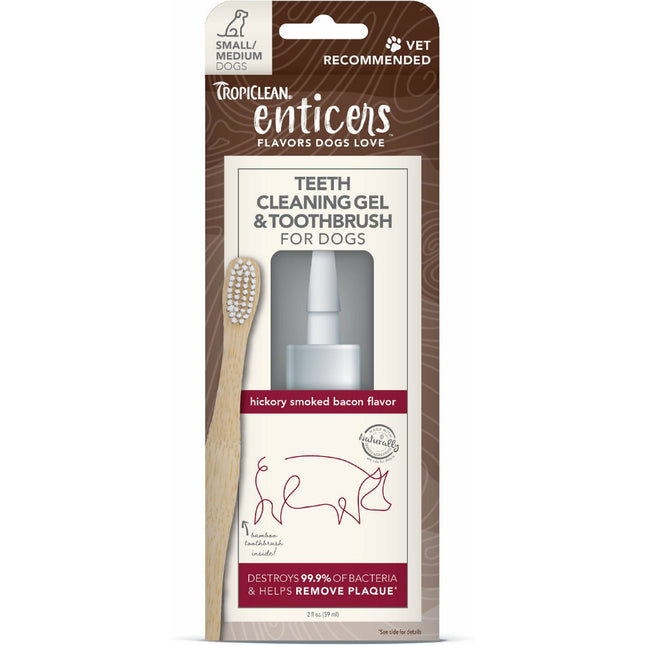 Tropiclean Enticers Teeth Cleaning Gel & Toothbrush Kit Bacon