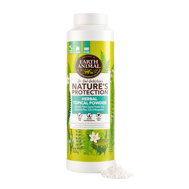 Earth Animal Natures Protection Flea and Tick Topical Powder   8oz