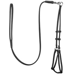 DogLine Round Step-In Harness With Leash Combo Black