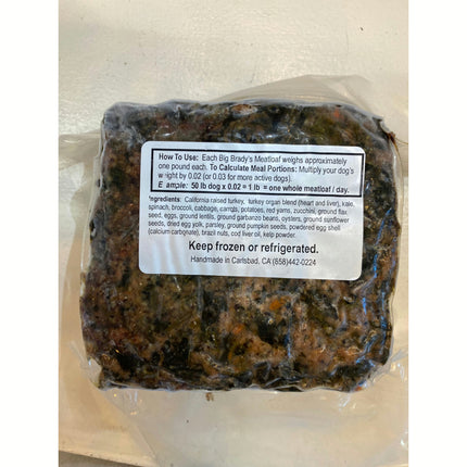 Big Brady's Dog Food - Turkey & Vegetable 1lb Meatloaf