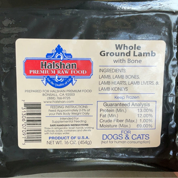 Halshan Whole Ground Lamb with Bone 1lb