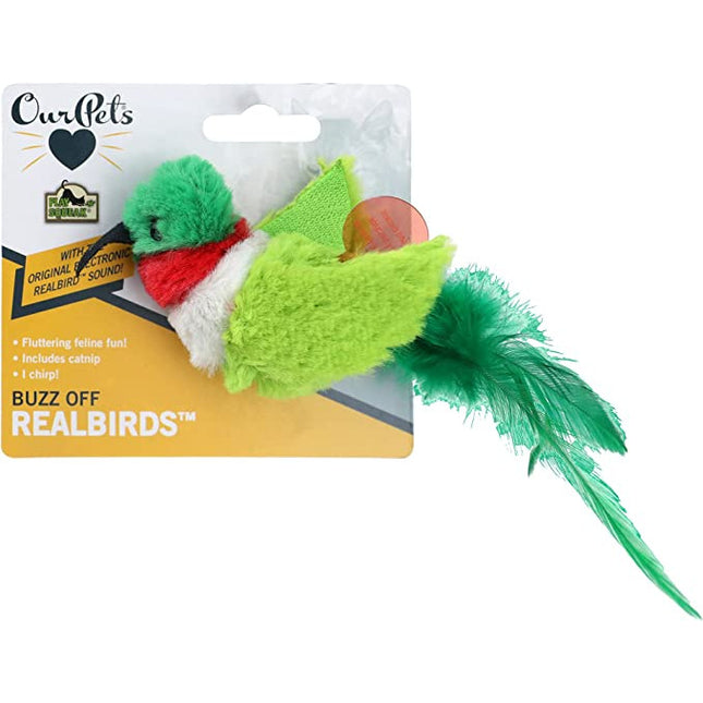 Our Pets Play N Squeak Buzz Off RealBirds Cat Toy