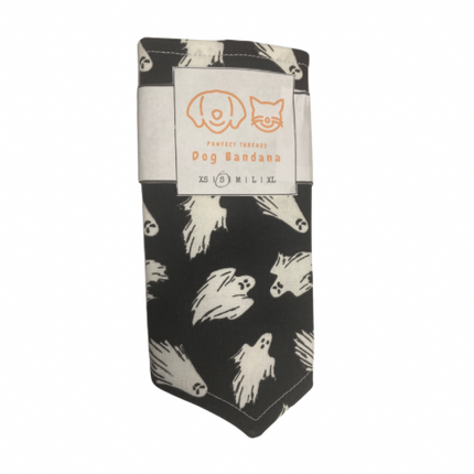 Pawfect Threadz Tie Bandana Black with White Ghosts