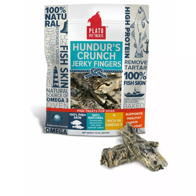 Plato Dog Hundurs Crunch Jerky Fingers Fish 3.5oz