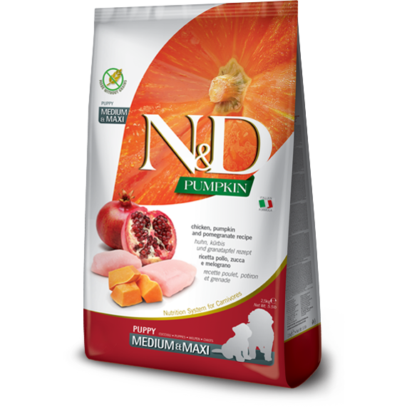 Farmina N&D Pumpkin Chicken & Pomegranate Puppy med/maxi 26.4lb