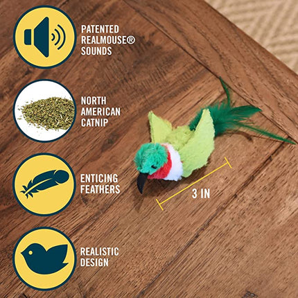Our Pets Play N Squeak Buzz Off RealBirds Cat Toy