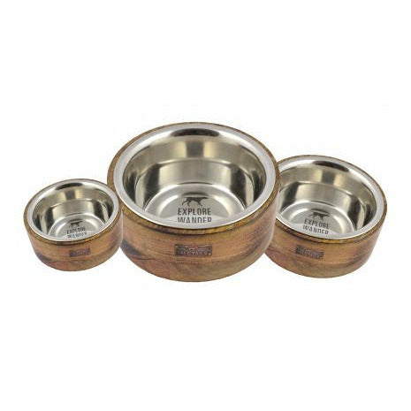 Tall Tails Stainless Steel & Wood Bowl