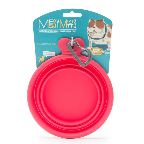 Messy Mutts Silicone Travel Bowl Red