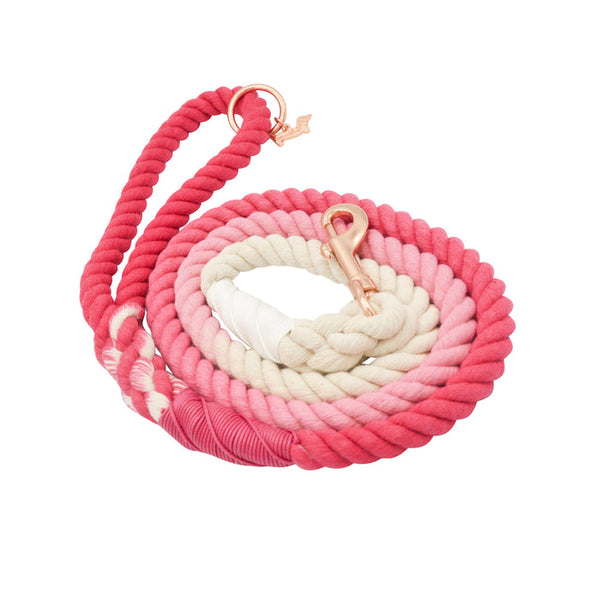 Sassy Woof Rope Leash - Ombre Pink