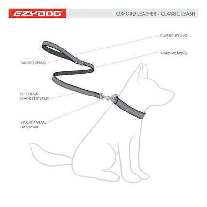 Oxford Leather Leash Black